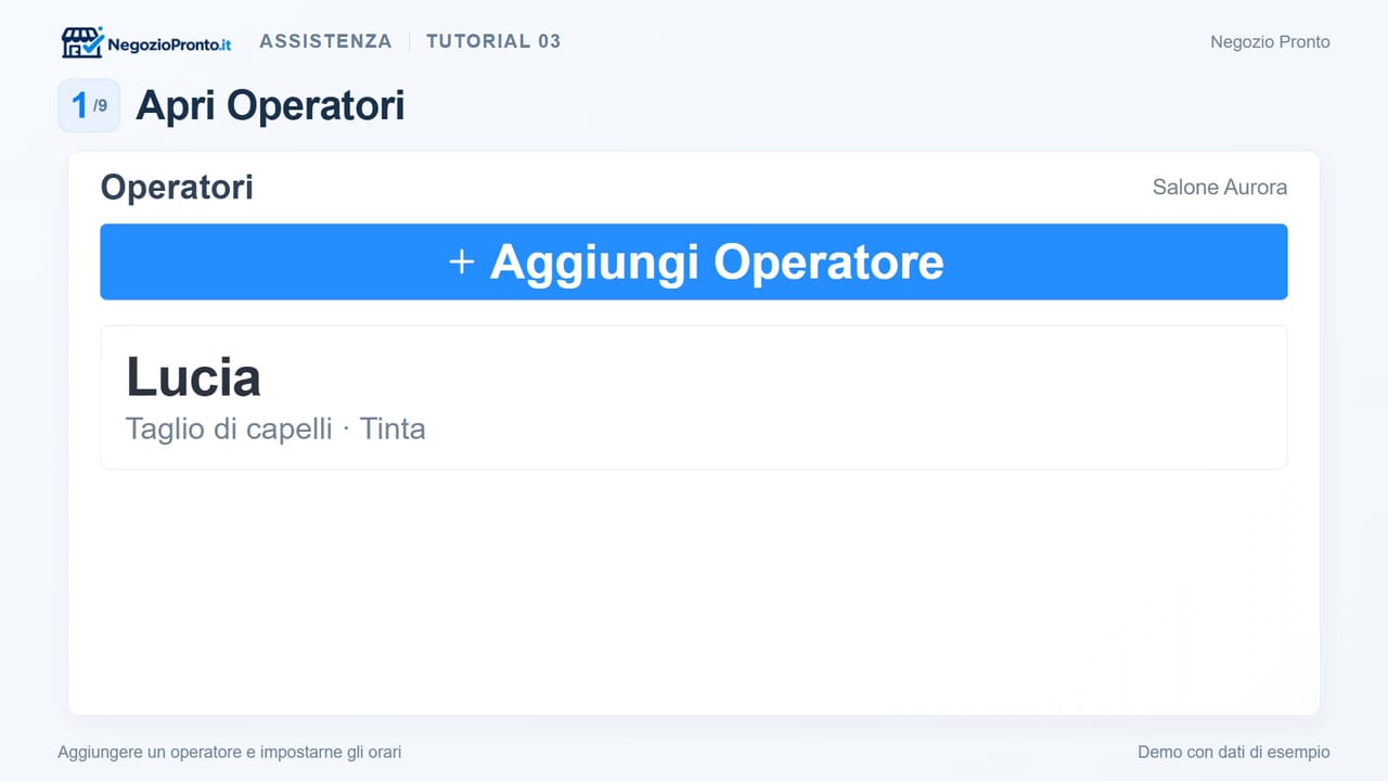 Aggiungere un operatore e impostarne gli orari