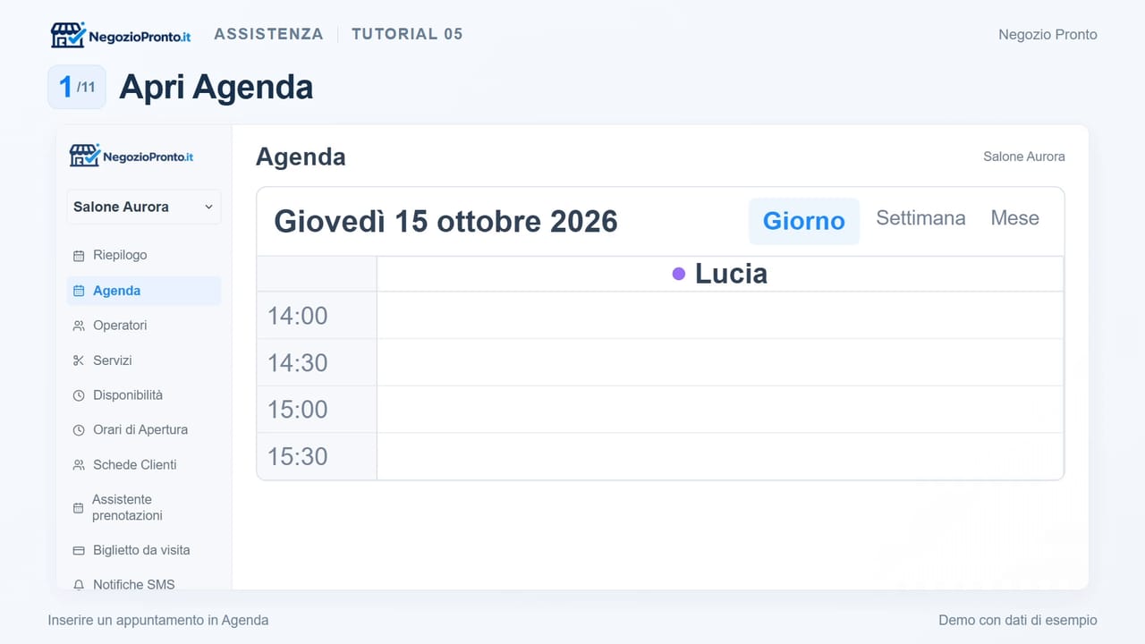 Inserire un appuntamento in Agenda