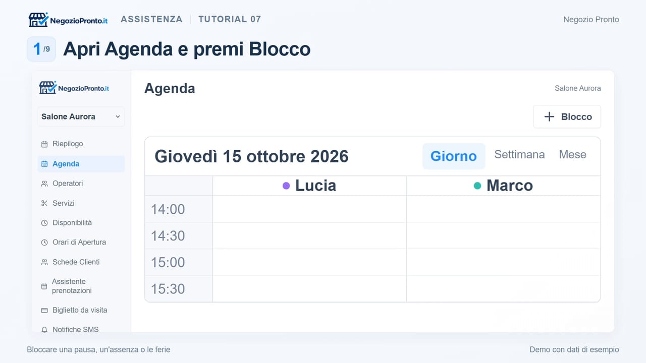 Bloccare una pausa, un'assenza o le ferie