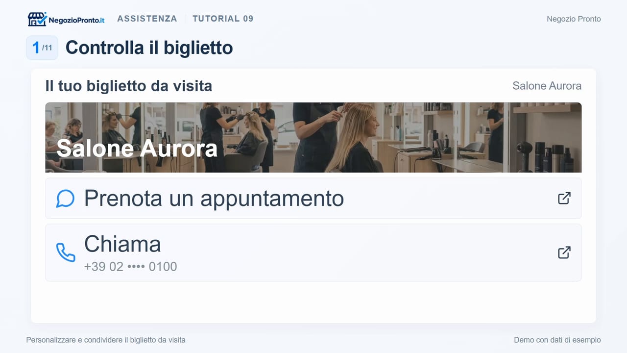 Personalizzare e condividere il biglietto da visita