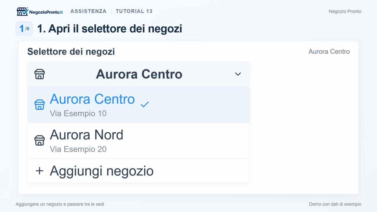 Aggiungere un negozio e passare da uno all’altro