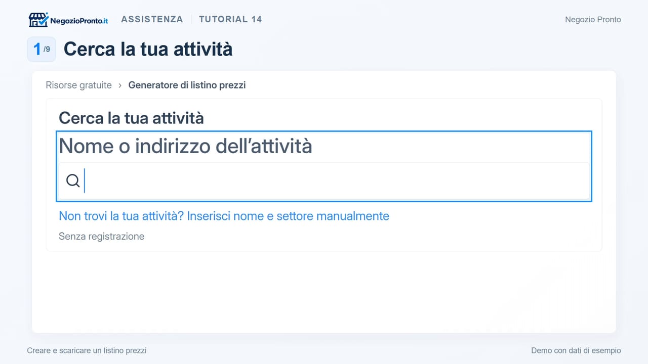 Creare e scaricare un listino prezzi