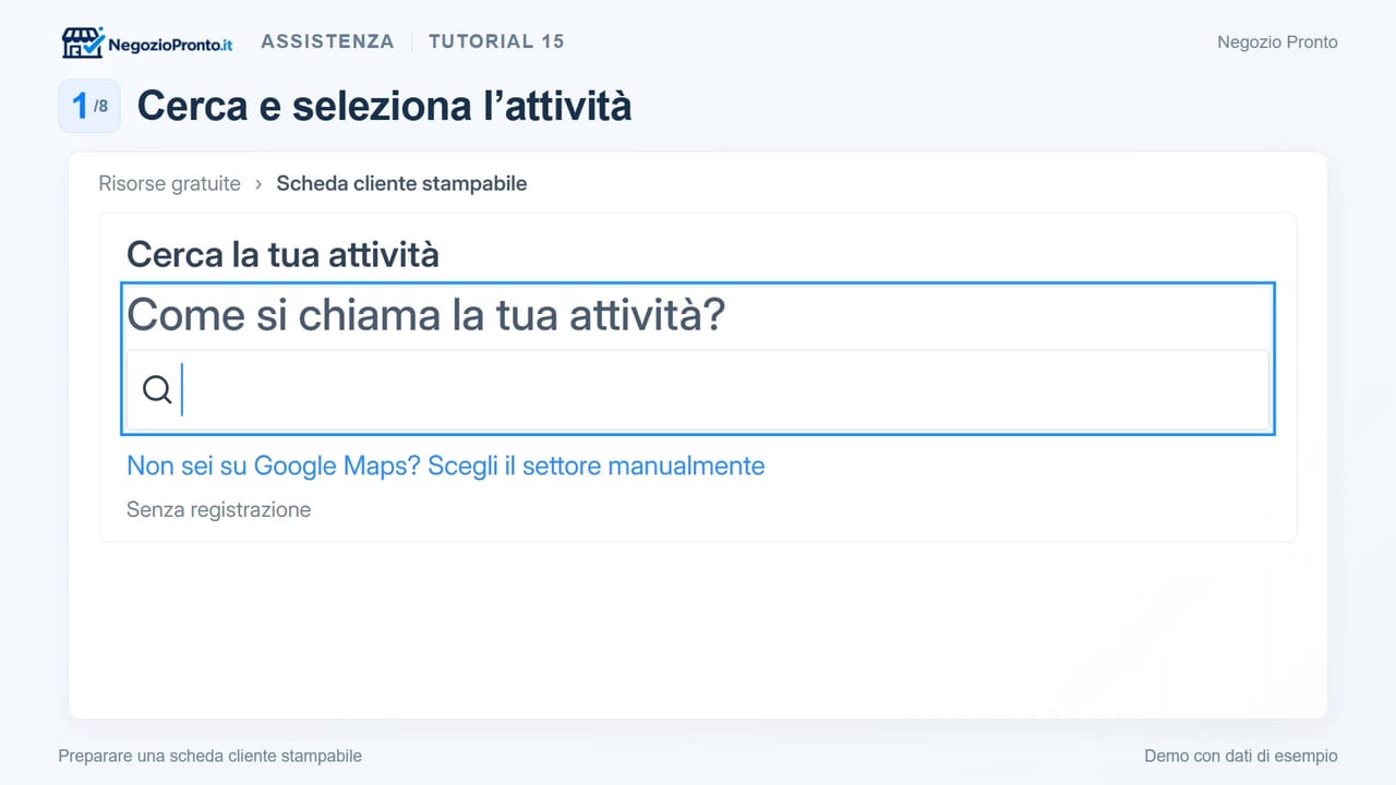 Preparare una scheda cliente stampabile
