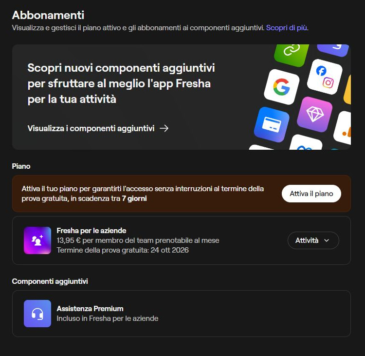 Importo mostrato nell’account Fresha consultato